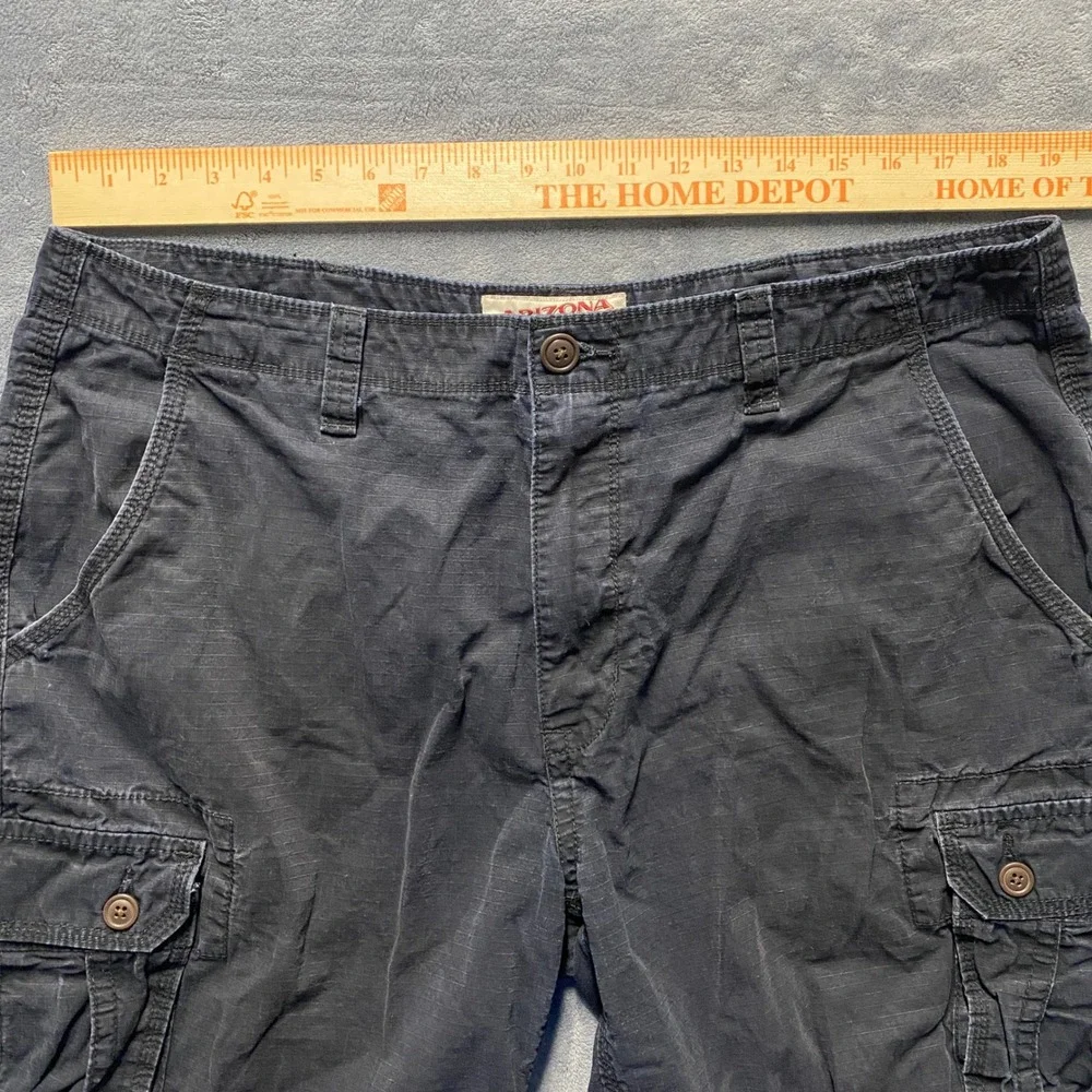 Arizona Jean Co Shorts Mens 38 Black Cargo Ripstop Cotton Utility Outdoor Baggy
